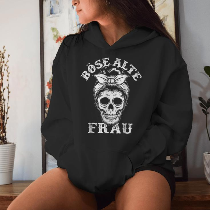 Evil Old Woman Messy Bun Skull Kapuzenpullover für Damen Geschenke für Sie