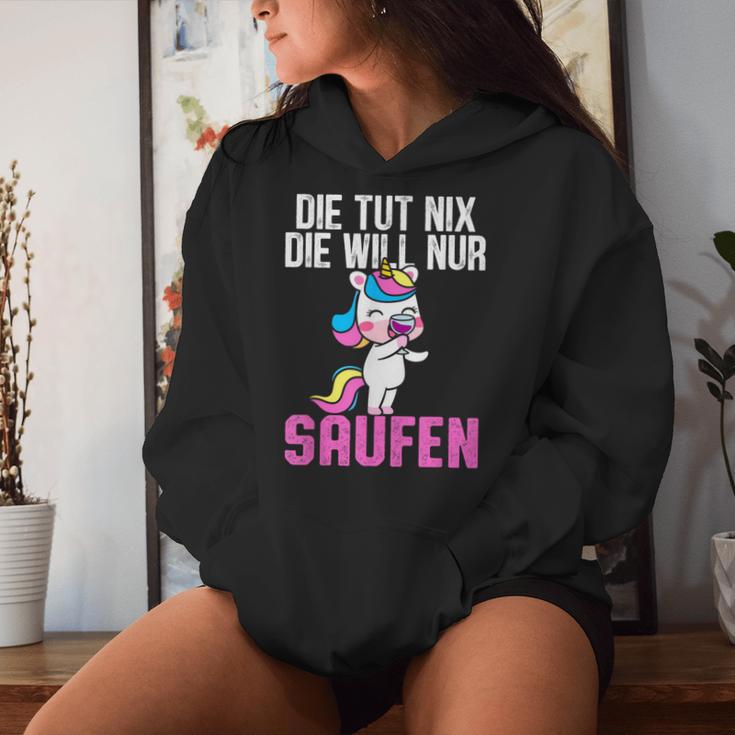 Die Tut Nix Die Will Nur Saufen Unicorn Saying Women's Kapuzenpullover für Damen Geschenke für Sie