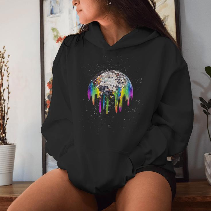 Discoball Rainbow Drip Melt Im Space Kapuzenpullover für Damen Geschenke für Sie