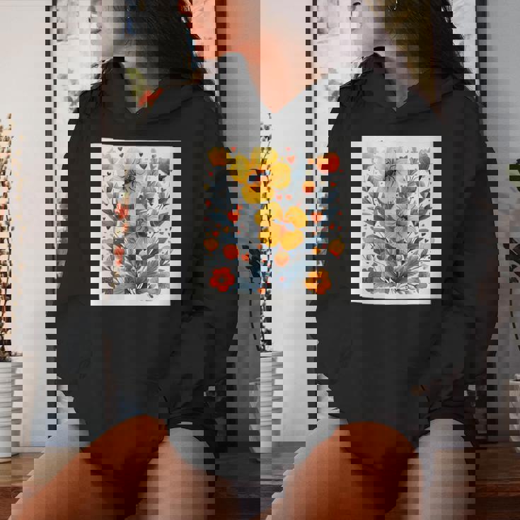 Donna Formica Fiore Cuori Intorno Boho Stile Grafica Con Collo A Felpa con cappuccio da donna Regalos para ella