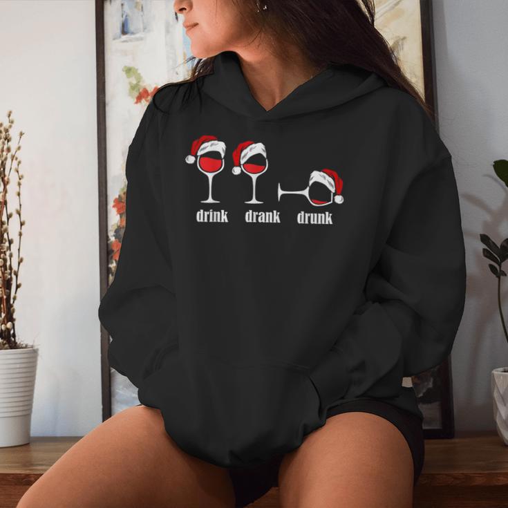 Drink Drank Drunk Wine Glasses Wine Lover Christmas Kapuzenpullover für Damen Geschenke für Sie