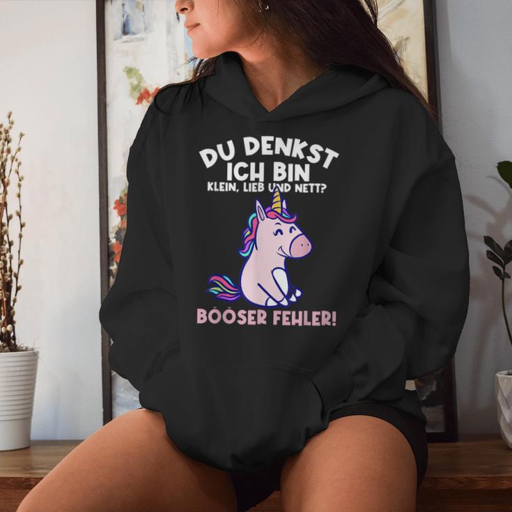 Du Denkst Ich Bin Klein Lieb Und Nett Einhorn Girl's Women's Kapuzenpullover für Damen Geschenke für Sie