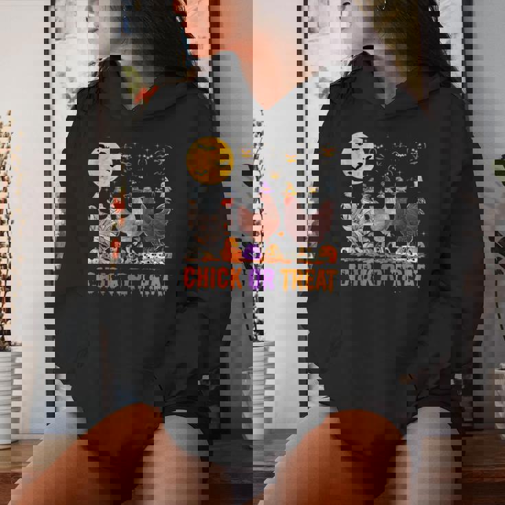 Fall Halloween Chicken Pumpkin Chick Or Treat Spooky Women Hoodie Gifts for Her