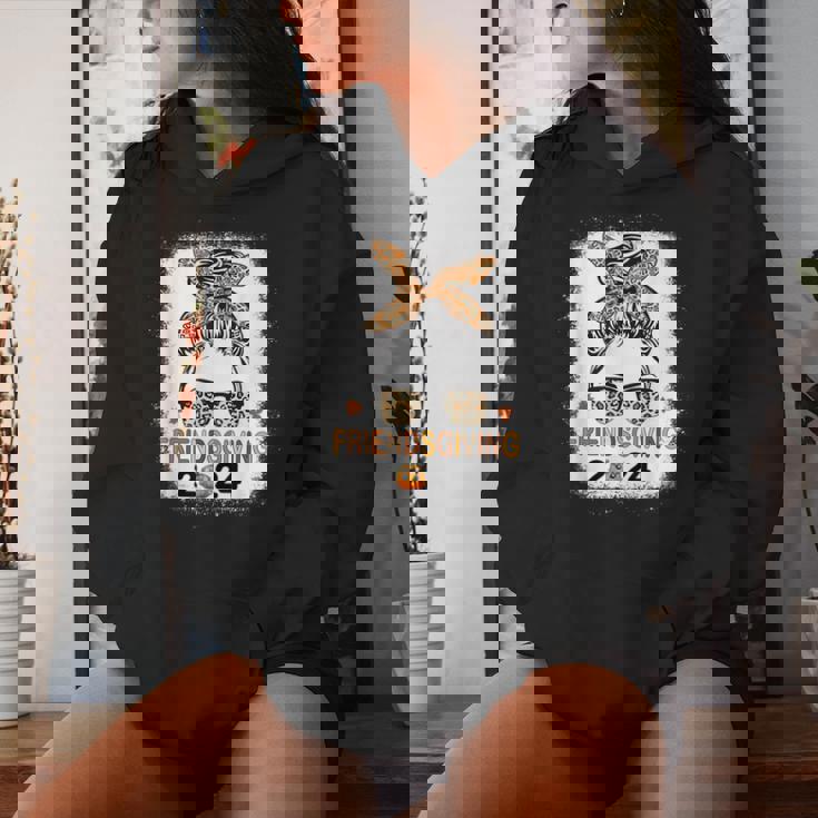 Friends Giving 2024 Thanksgiving Friendsgiving Messy Bun Women Hoodie Gifts for Her