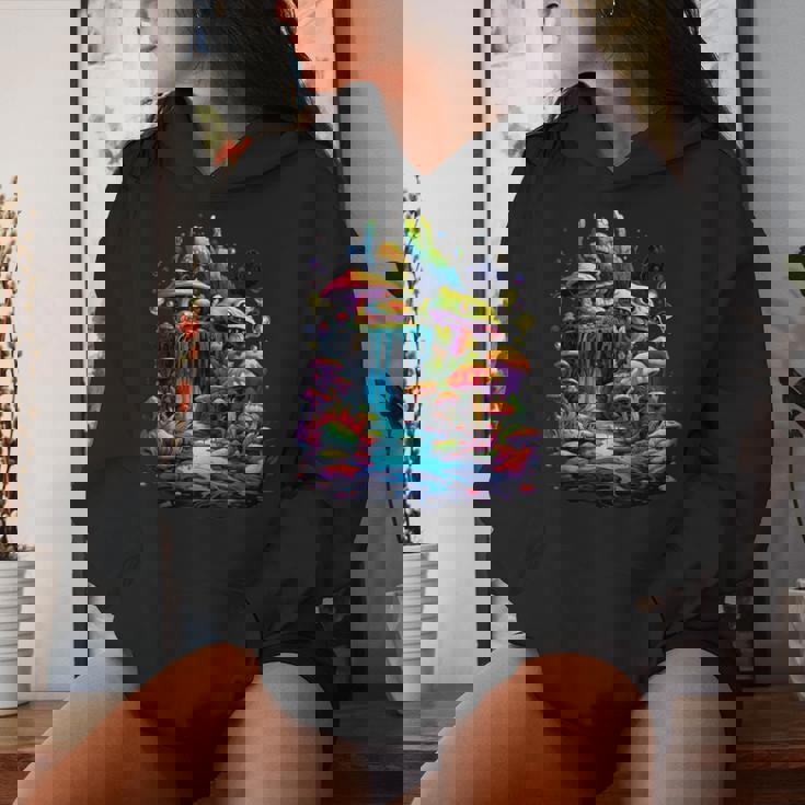 Fungo Mushroom Rave Colorato Astratto Colorful Goa Trance Musica Felpa con cappuccio da donna Regalos para ella