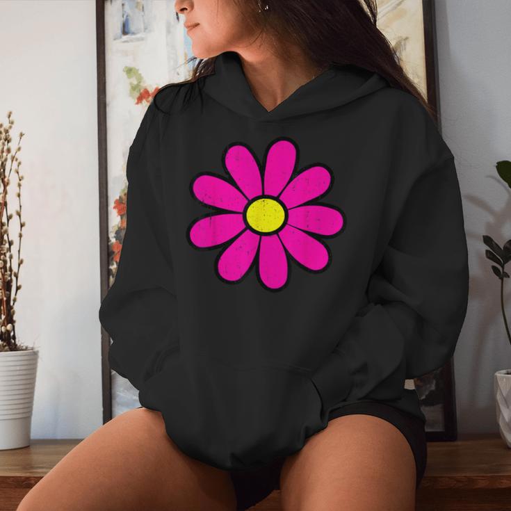 Happy Pink Daisy 60S 70S Retrointage Hippie Kapuzenpullover für Damen Geschenke für Sie