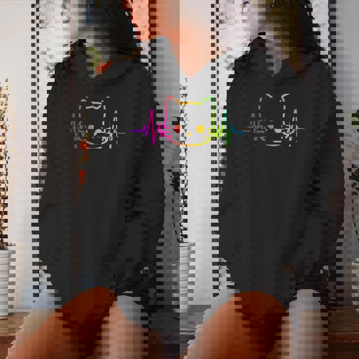 Heartbeat Cat Pour Hommes Et S Enfants Chatons Amoureux Des Chats Drôles Et Mignons Sweat à capuche femme Cadeaux pour elle