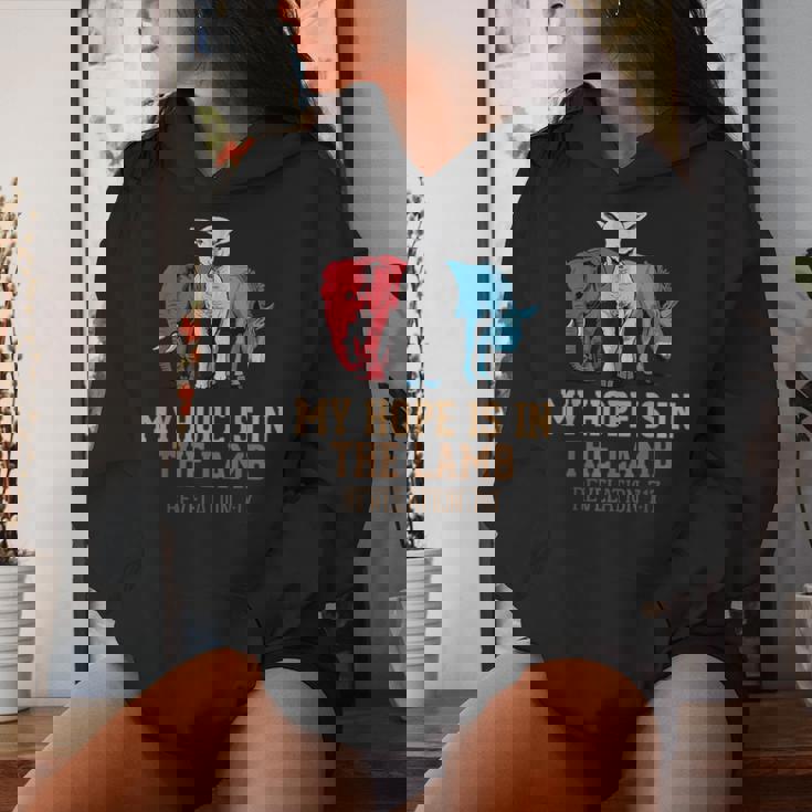My Hope Is In The Lamb Scripture Elephant Donkey Women Hoodie Gifts for Her