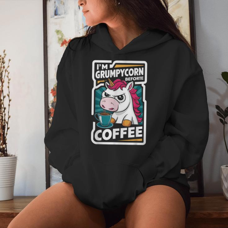 Ich Bin Grumpycornor Dem Kaffee Coffee Humor Unicorn Kapuzenpullover für Damen Geschenke für Sie