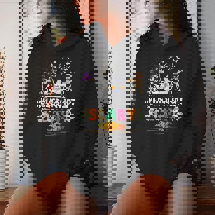 Inclusion Isn't Scary Slp Halloween Sped Teacher Skeleton Women Hoodie Gifts for Her