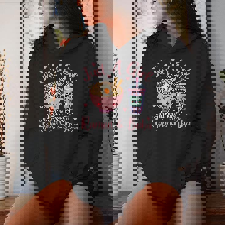 Just A Girl Who Loves Ramen And Boba Ramen Boba Bubble Women Hoodie Gifts for Her