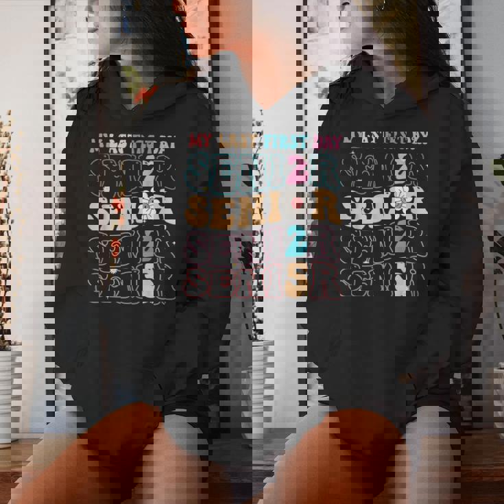 My Last First Day Senior 2025 Back To School Class Groovy Women Hoodie Gifts for Her