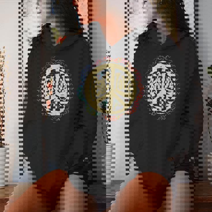 Love Peace Symbol Flowerintage 80S Retro Hippie Hippy Felpa con cappuccio da donna Regalos para ella