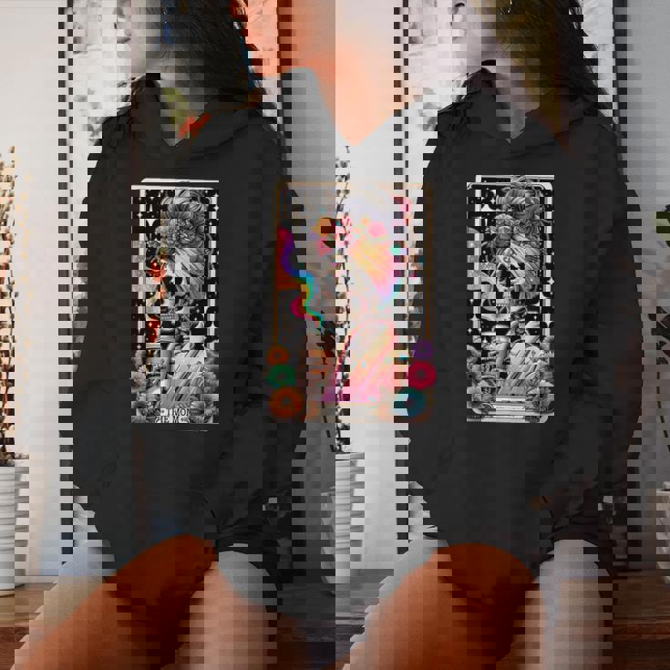 The Mom Tarot Card Messy Bun Coffee Mommy Mama Women Hoodie Gifts for Her
