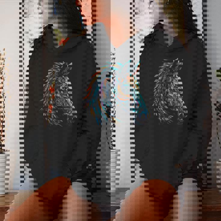 Opera D'arte Mandala Amante Dei Cavalli Motivo Animale Cavallo Felpa con cappuccio da donna Regalos para ella