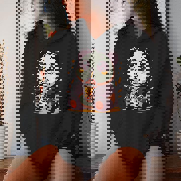 Panda Kawaii Bebiendo Té De Burbujas De Boba Anime Lindo Sudadera con capucha para mujer Regalos para ella