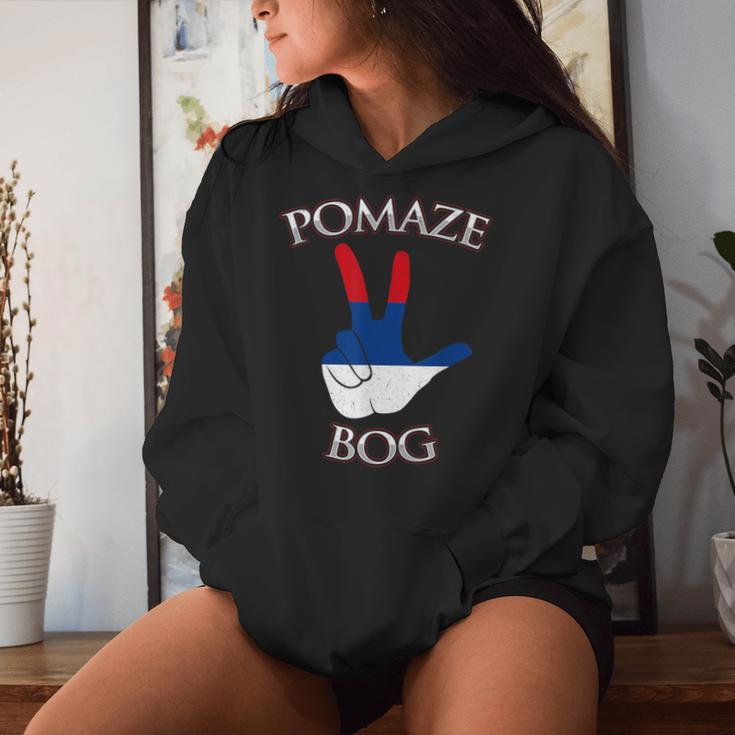 Pomaze Bog Balkan Serbia Kapuzenpullover für Damen Geschenke für Sie