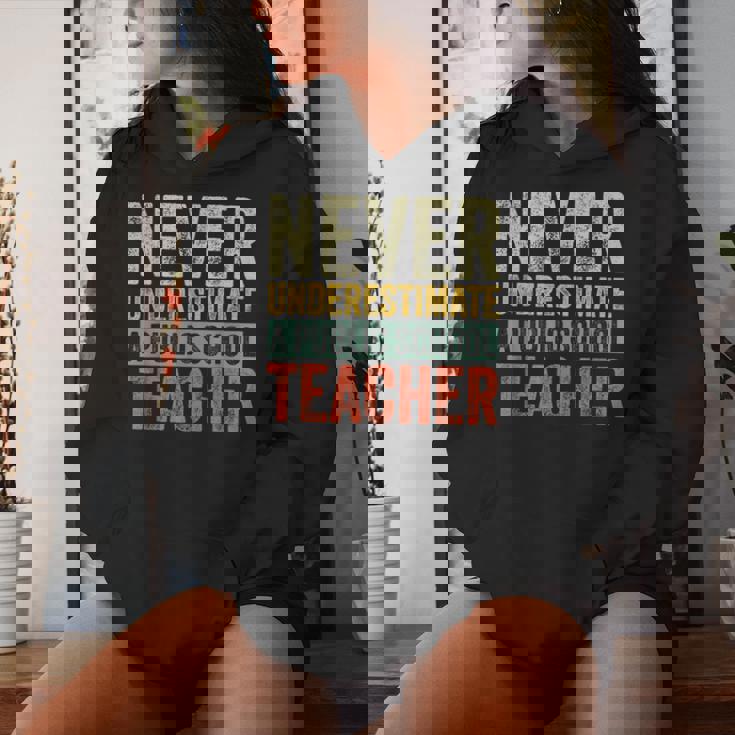 Retro Never Underestimate A Public School Teacher Women Hoodie Gifts for Her