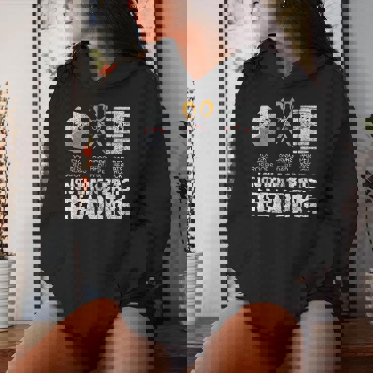Rock Paper Scissor Reading Book Reading Teacher Bookworm Women Hoodie Gifts for Her