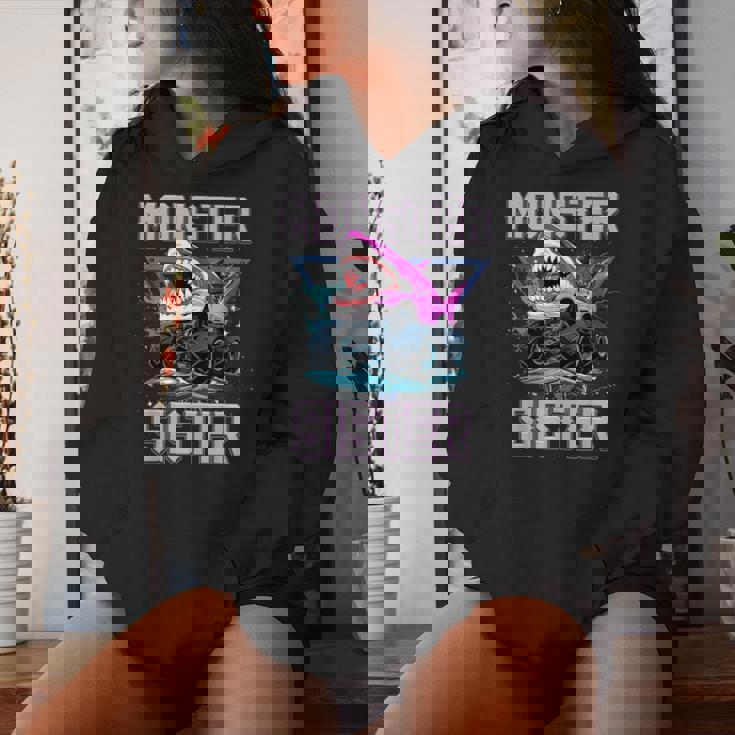 Shark Monster Truck Sister Monster Truck Are My Jam Truck Women Hoodie Gifts for Her