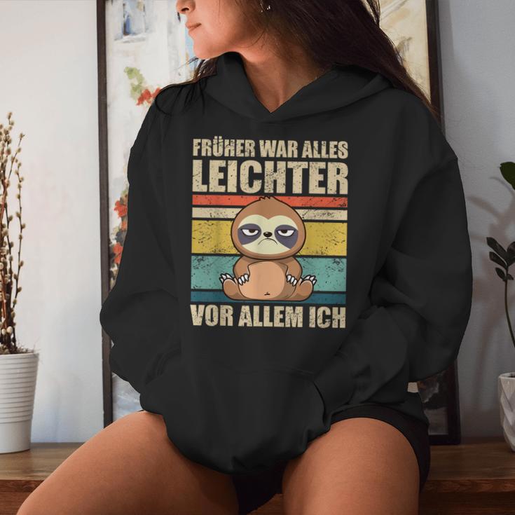 With Sloth Früher War Alles Licht German L Kapuzenpullover für Damen Geschenke für Sie