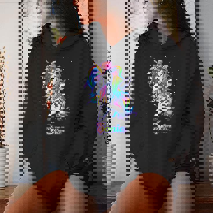 Sonia Nombre Personalizado Personalizado Rainbow Unicorn Dabbing Sudadera con capucha para mujer Regalos para ella