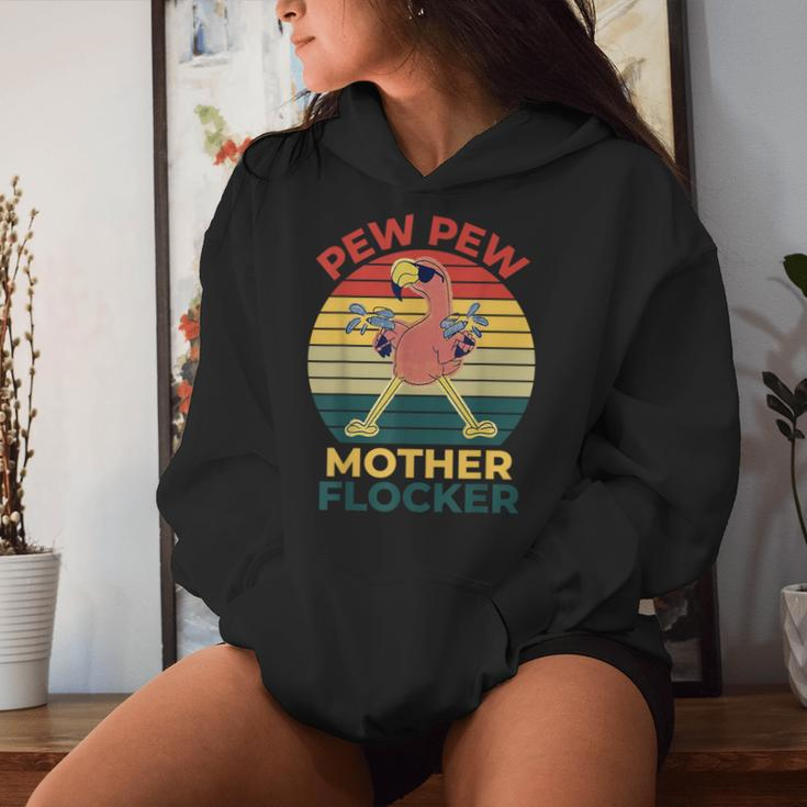 Summer Vibes Pink Flamingo Pew Pew Mother Flocker Women Hoodie Gifts for Her