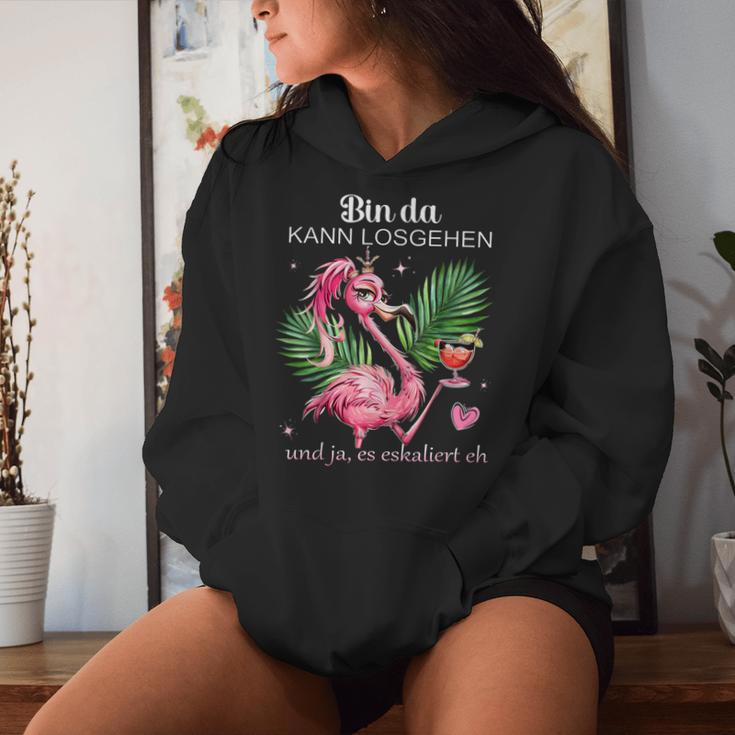 Women's Flamingo Bin Da Kann Losgehen Und Ja Es Escaliert Eh Kapuzenpullover für Damen Geschenke für Sie