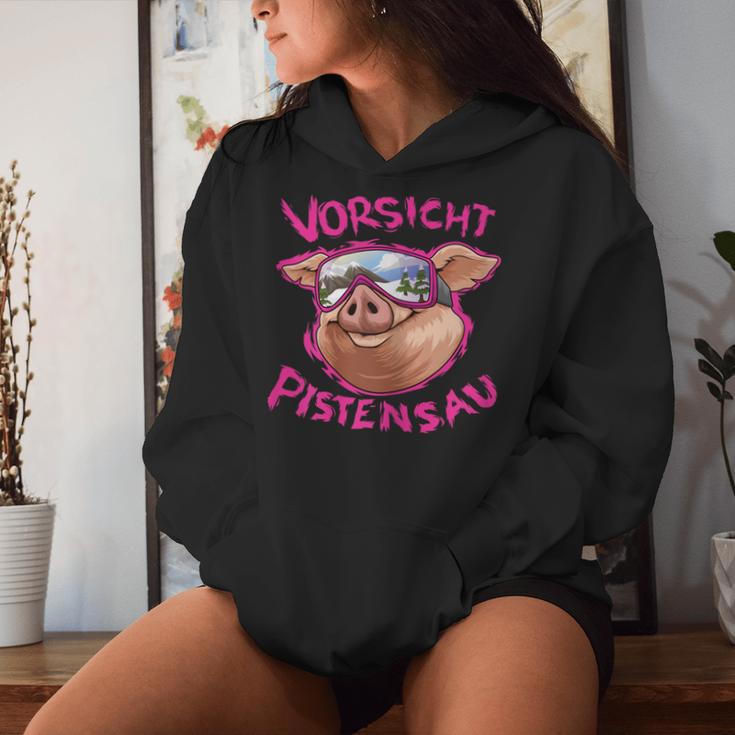 Women's Ski Rabbit Outfit Caution Pistensau Après Ski Party Kapuzenpullover für Damen Geschenke für Sie