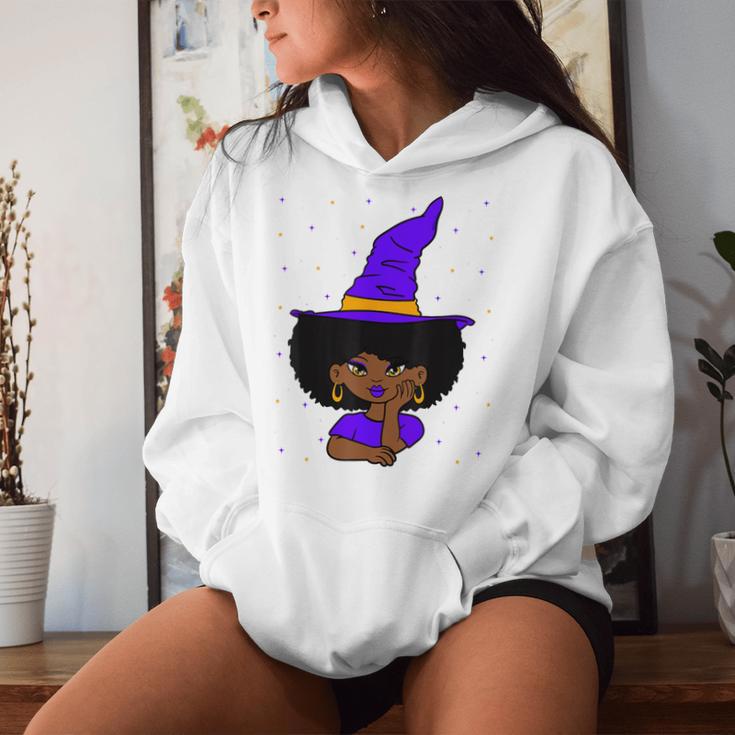 African American Black Afro Girl Halloween Witch Pointy Hat Women Hoodie Monsterry