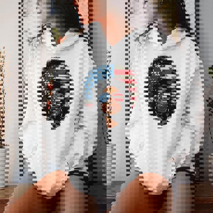 Black Girl Us Flag Melanin Afro 4Th Of July African American Women Hoodie Gifts for Her