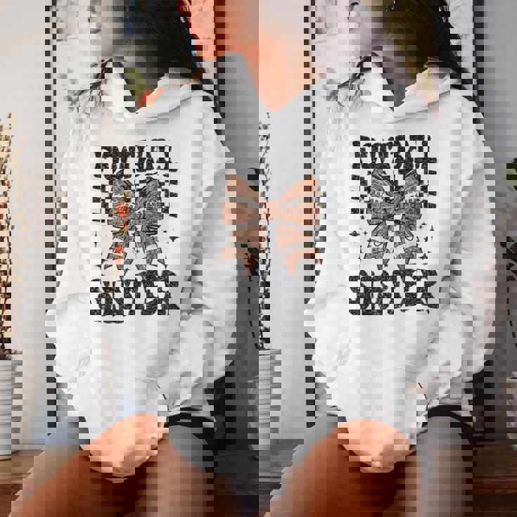 Coquette Bow American Football Sister Game Day Thanksgiving Women Hoodie Gifts for Her