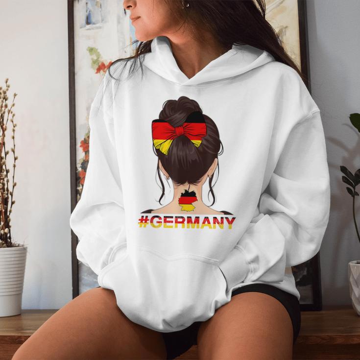 Deutsches Mädchen Messy Bun Mit Deutschland-Flagge Kapuzenpullover für Damen Geschenke für Sie