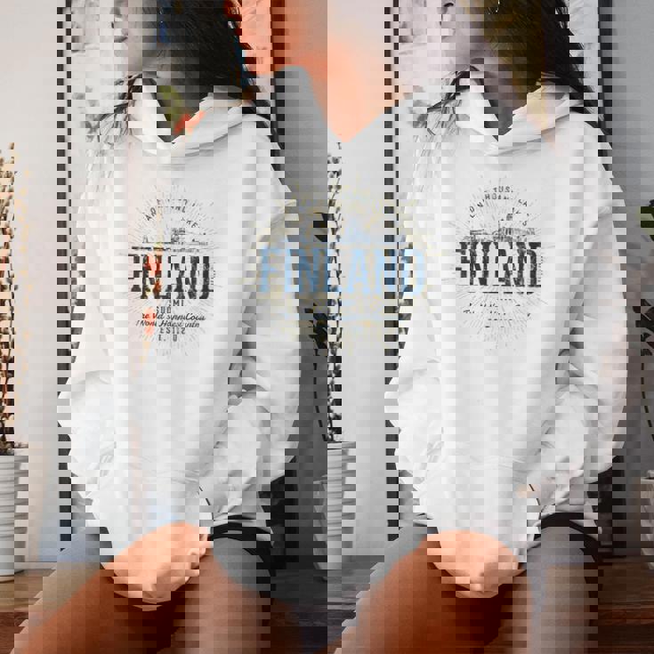 Finlandiaintage De Estilo Retro Cuello Sudadera con capucha para mujer Regalos para ella