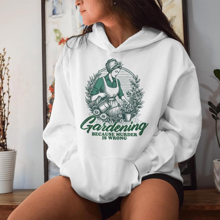 Gardening Because Murder Is Wrong Retro Plant Lover Kapuzenpullover für Damen Geschenke für Sie