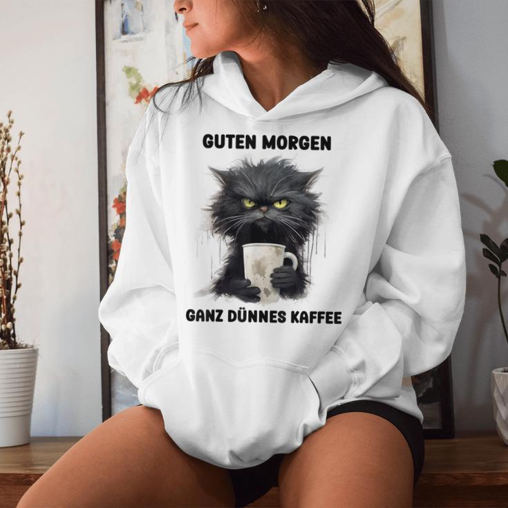 Guten Morgen Ein Ganz Dünne Kaffee Cat With Coffee Gray Kapuzenpullover für Damen Geschenke für Sie