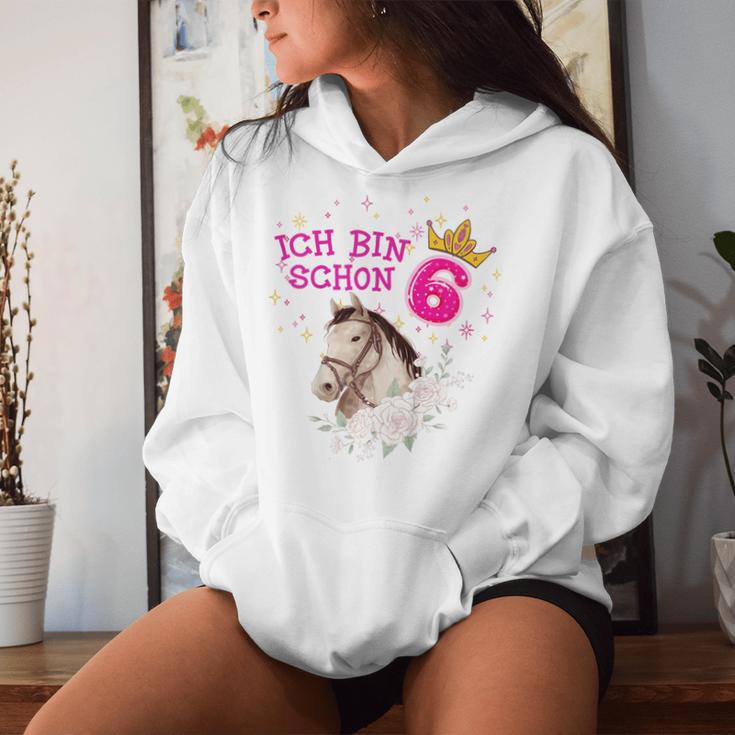 Kinder Ich Bin Schon 6 Girlchen Horse 6 Years Birthday Kapuzenpullover für Damen Geschenke für Sie