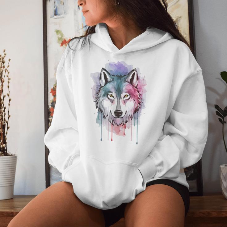 Sweat à Capuche Homme/Femme - Motif Tête De Loup Art - Coupe Classique 241g - Pour Fans Des Loups