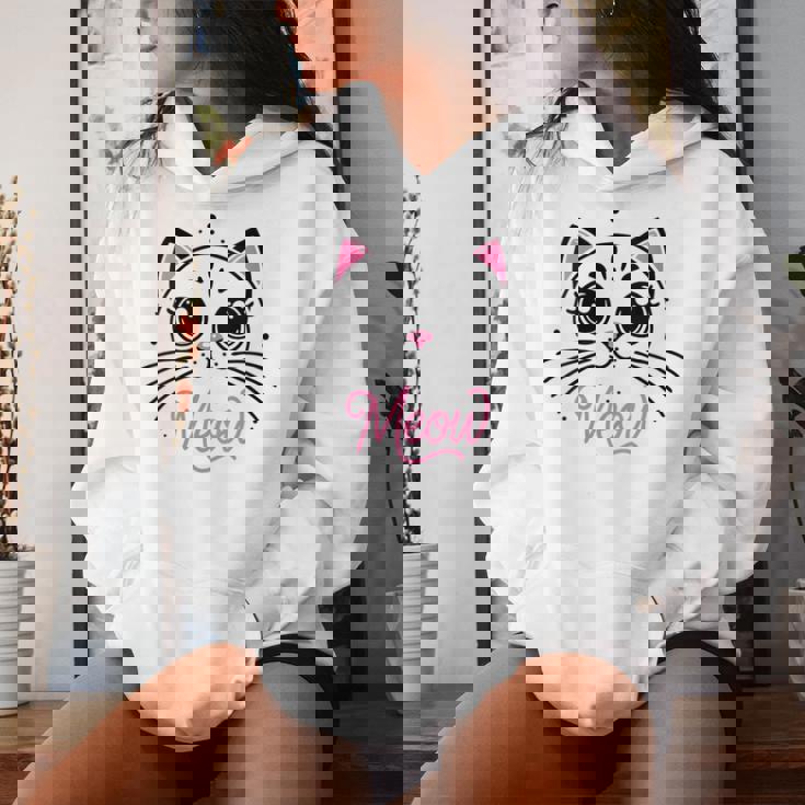 Meow Cute Cat Face Quote Pour Les Fans De Chat Sweat à capuche femme Cadeaux pour elle