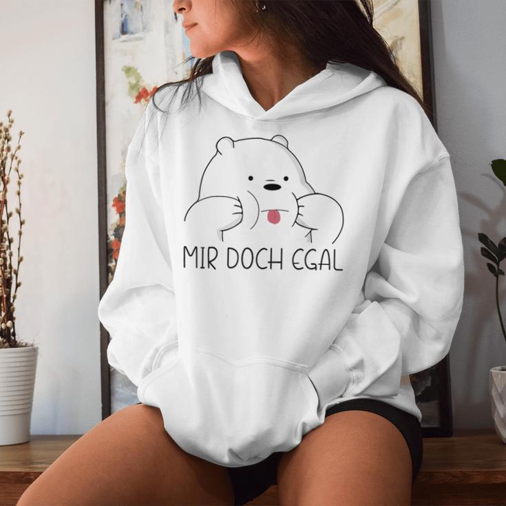 Mir Doch Egal Bär Slogan Women's Kapuzenpullover für Damen Geschenke für Sie