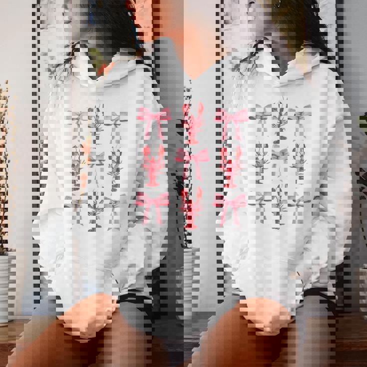 Pink Bow Cute Coquette Crawfish Clean Girl Aesthetic Women Hoodie Gifts for Her