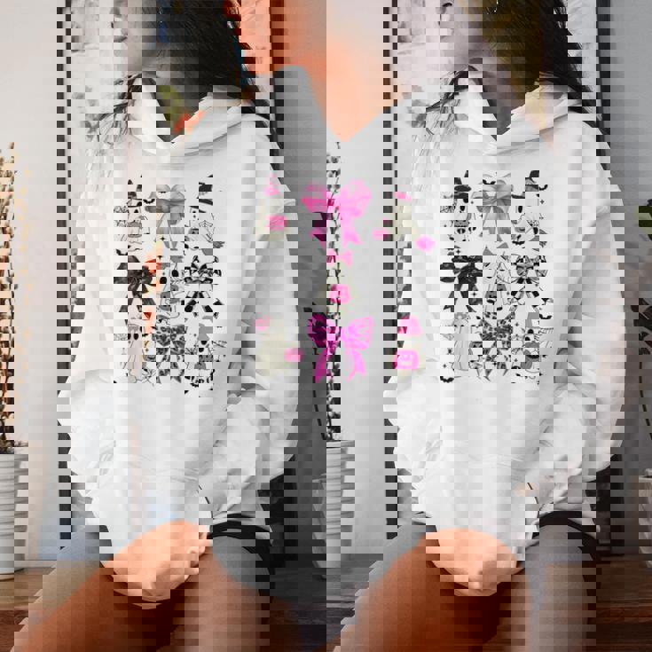 Pink Ghost Bow Coquette Halloween Spooky Season Girls Women Hoodie Gifts for Her