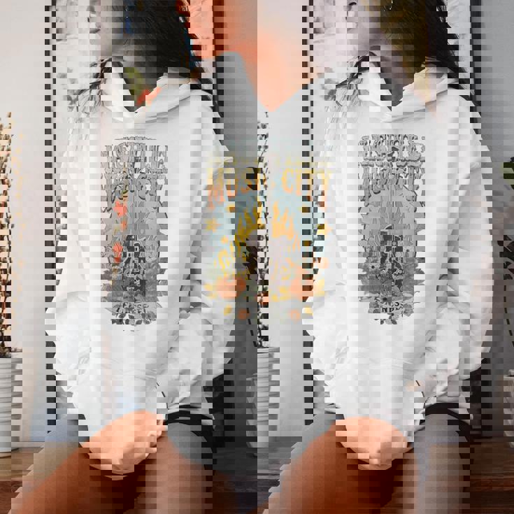Recuerdo De Nashville Tn Guitar Nashville Cuello Sudadera con capucha para mujer Regalos para ella