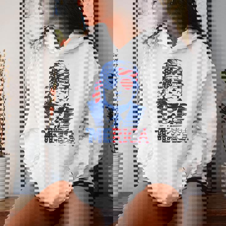 Trump 4Th Of July Merica Usa American Flag Women Hoodie Gifts for Her