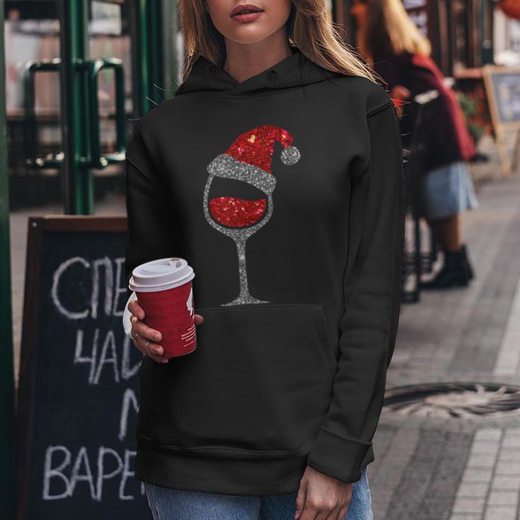 Christmas Wine Glass Red Wine Christmas Hat Kapuzenpullover für Damen Lustige Geschenke