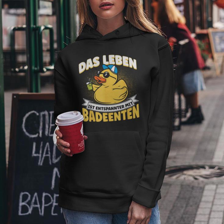 Das Leben Ist Relaxter Mit Badeduck Kapuzenpullover für Damen Lustige Geschenke