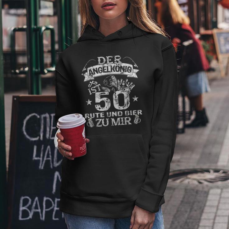 Der Angelkönig Ist 50 Jahre Birthday Fishing & Beer Fisherman S Kapuzenpullover für Damen Lustige Geschenke