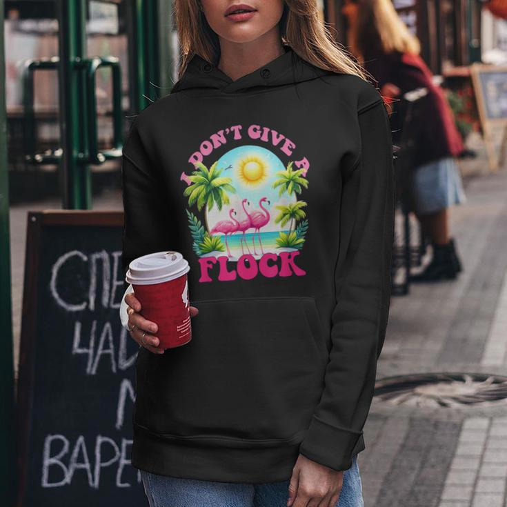 I Dont Give A Flock Retro Summer Vibes Flamingo Beach Women Hoodie Unique Gifts