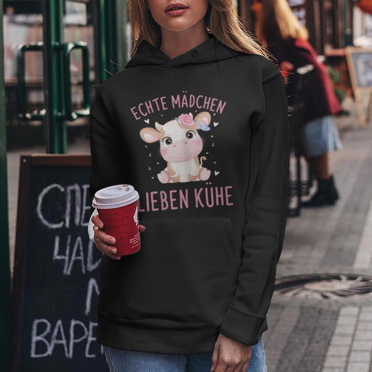 Echte Mädchen Lieben Kühe Cow Kapuzenpullover für Damen Lustige Geschenke