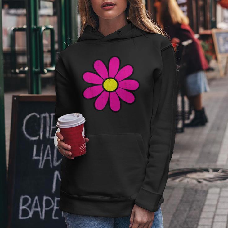 Happy Pink Daisy 60S 70S Retrointage Hippie Kapuzenpullover für Damen Lustige Geschenke